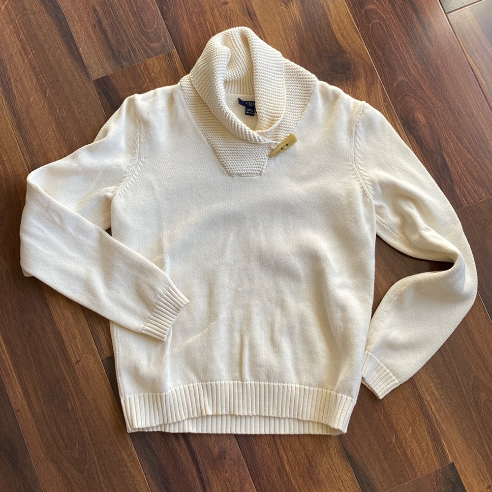 VTG Chaps 100% Cotton Knit High Neck with Horn Button